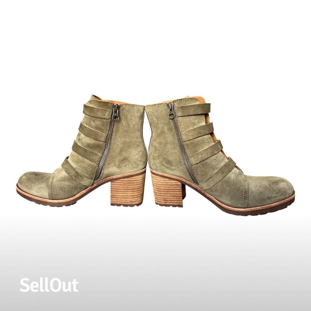 Kork-Ease Women's Green Suede Ankle Boots Size 9 Casual Block Heel - Picture 4 of 7